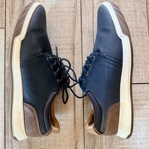 Hawker Rye Men's Black Casual Lace-Up Sneakers | Tan Trim | Size 10